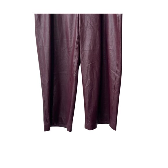 Chico’s Wide Leg Faux Leather Pants Size XL Crop Ankle Burgundy Preppy Mob Wife - Picture 3 of 9